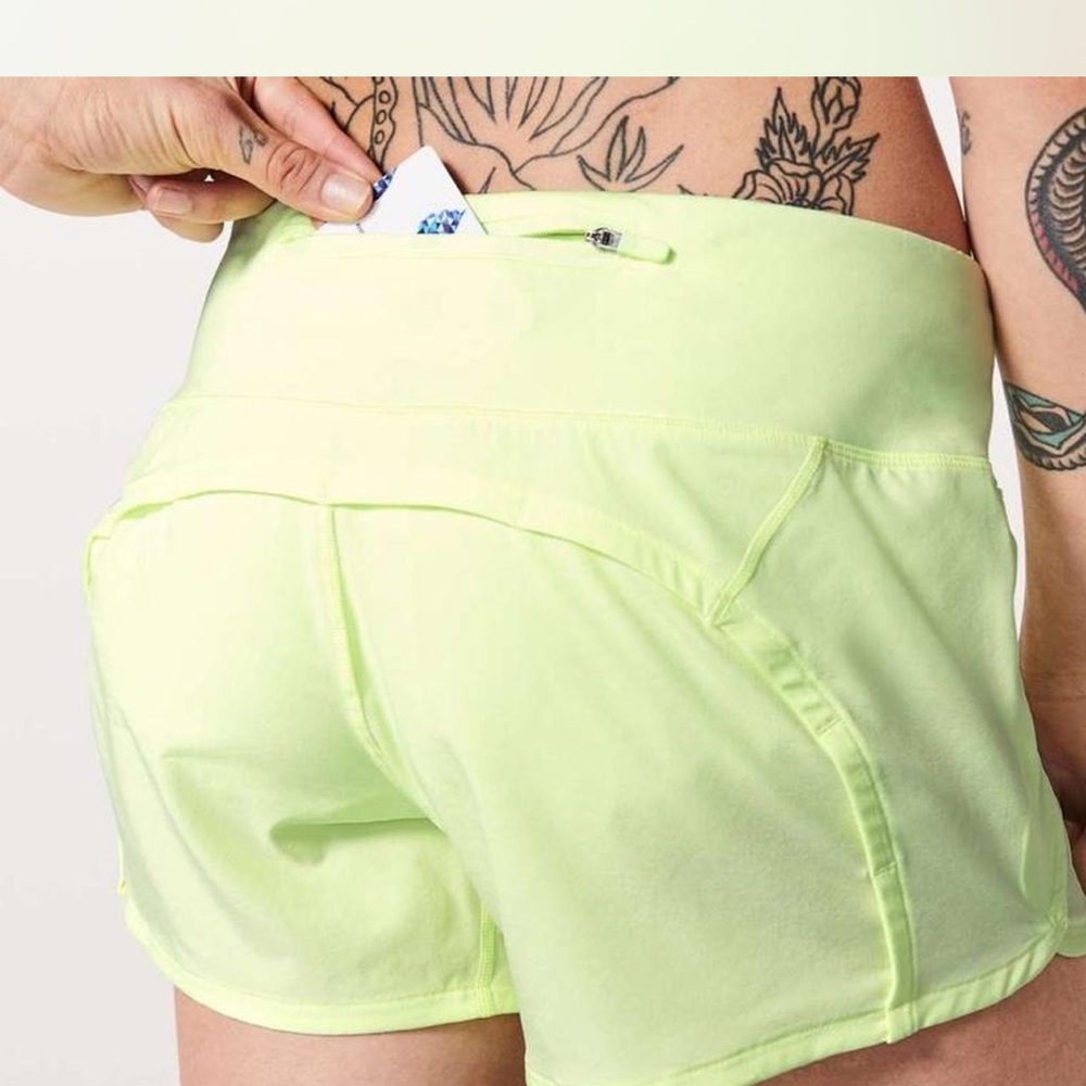 Lululemon Athletic green neon yellow speed up shorts